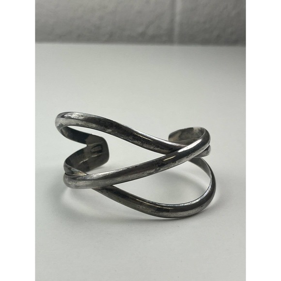 Vintage Sterling Silver Waves Cuff Modern Bracelet 39g - Picture 4 of 10